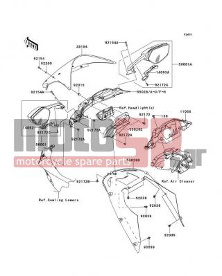KAWASAKI - NINJA® ZX™-10R 2014 - Body Parts - Cowling - 56001-0288 - MIRROR-ASSY,LH