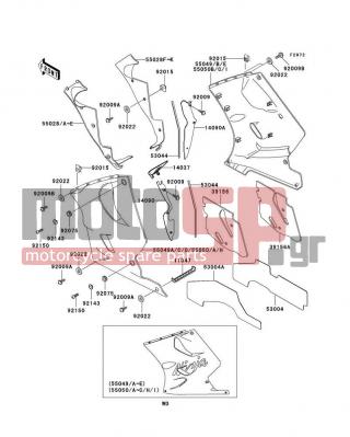 KAWASAKI - NINJA® ZX™-11 1998 - Body Parts - Cowling Lowers - 14090-1284 - COVER,HEAT GUARD,RH