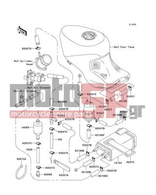 KAWASAKI - NINJA® ZX™-11 1998 - Body Parts - Fuel Evaporative System - 92190-1376 - TUBE,VALVE-FITTING,YELLOW