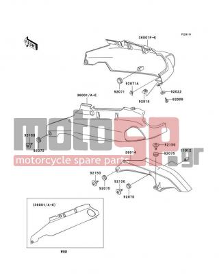KAWASAKI - NINJA® ZX™-11 1998 - Body Parts - Side Covers/Chain Cover - 36001-1501-H8 - COVER-SIDE,LH,EBONY