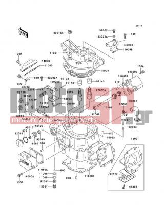 KAWASAKI - KDX220R 1997 - Κινητήρας/Κιβώτιο Ταχυτήτων - Cylinder Head/Cylinder - 14090-1441 - COVER,CENTER VALVE