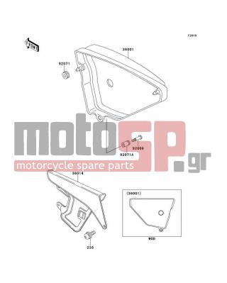 KAWASAKI - KE100 1997 - Body Parts - Side Covers/Chain Cover - 92071-1001 - GROMMET,SIDE COVER
