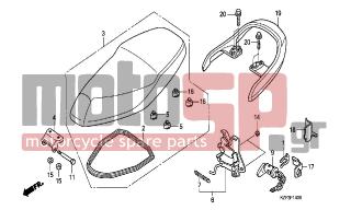 HONDA - ANF125A (GR) Innova 2010 - Body Parts - SEAT - 77238-KTM-850 - GUARD, SEAT CATCH