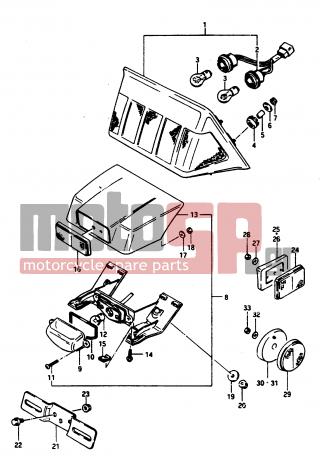 SUZUKI - GS1150 G 1986 - Electrical - TAILLAMP - LICENSE LAMP - 35710-00A20-000 - LAMP ASSY, REAR COMBINATION