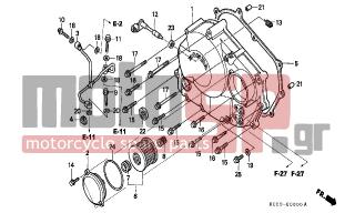 HONDA - XR250R (ED) 2001 - Engine/Transmission - RIGHT CRANKCASE COVER - 11333-KCZ-000 - COVER, OIL FILTER