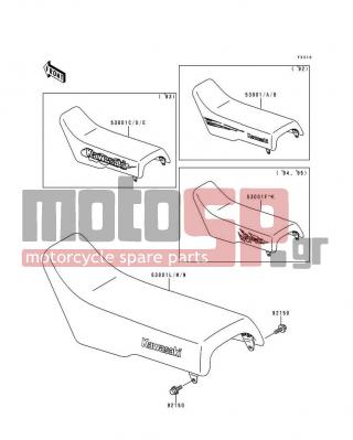 KAWASAKI - KX500 1995 - Body Parts - Seat - 53001-1773-LW - SEAT-ASSY,MIDDLE HEIGHT,VIOLET
