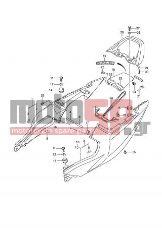SUZUKI - SV650 (E2) 2003 - Εξωτερικά Μέρη - SEAT TAIL COVER (SV650SK6/SUK6) - 45511-16G02-YHH - COVER, SEAT TAIL, R (RED)