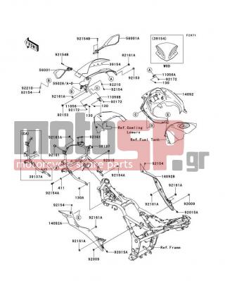 KAWASAKI - NINJA® 300 2013 - Body Parts - Cowling - 56001-0239 - MIRROR-ASSY,LH