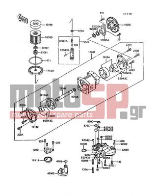 KAWASAKI - CONCOURS 1993 - Engine/Transmission - Oil Pump/Oil Filter - 14025-1422 - COVER,OIL FILTER,F.BLACK