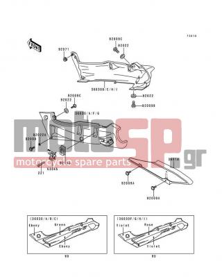 KAWASAKI - NINJA® ZX™-6 1993 - Body Parts - Side Covers/Chain Cover(ZX600-E1) - 36030-5202-VX - COVER-SIDE,RH,VIOLET/ROSE OPER