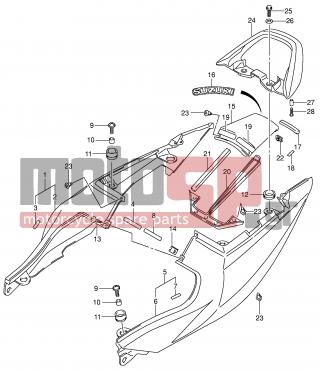 SUZUKI - SV650 (E2) 2003 - Body Parts - SEAT TAIL COVER (SV650SK3/SUK3) - 45511-16G00-YD8 - COVER, SEAT TAIL, R (SILVER)