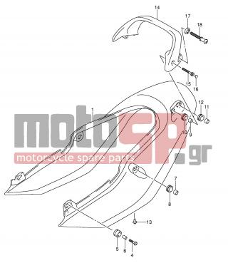 SUZUKI - GSF600S (E2) 2003 - Body Parts - SEAT TAIL COVER (GSF600SK3/SUK3) - 47115-19F00-000 - CUSHION, FRONT (10X22X15)