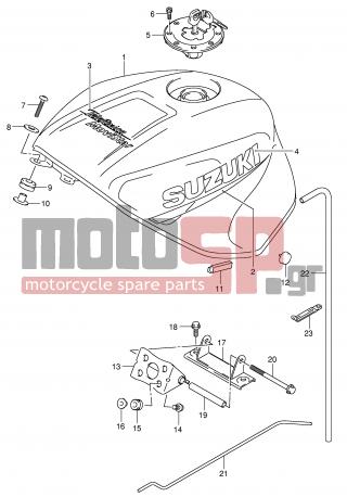 SUZUKI - GSX-R600 (E2) 2001 - Body Parts - FUEL TANK (MODEL K2 FOR YC2) - 44550-35F10-000 - BRACKET, REAR LOWER