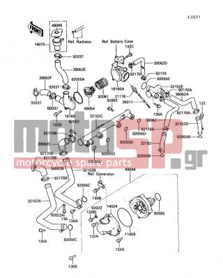 KAWASAKI - VOYAGER XII 1991 - Engine/Transmission - Water Pump - 39062-1153 - HOSE-COOLING,BY-PASS