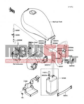 KAWASAKI - 454 LTD 1990 - Body Parts - Fuel Evaporative System - 92037-1104 - CLAMP,HOSE