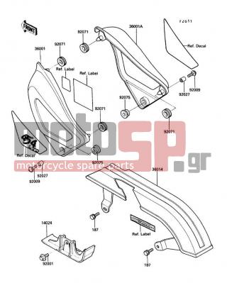 KAWASAKI - 454 LTD 1990 - Body Parts - Side Covers/Chain Cover - 36001-1282 - COVER-SIDE,LH