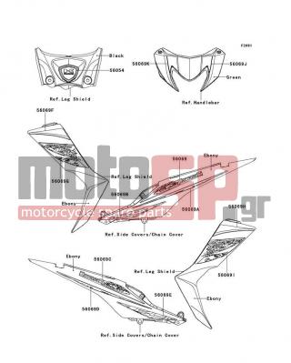 KAWASAKI - EDGE R 2012 - Body Parts - Decals(C.L.Green)(RCF) - 56069-2121 - PATTERN,HANDLE COVER,RH