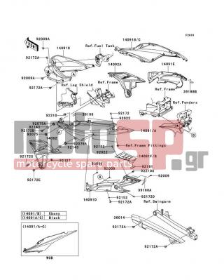 KAWASAKI - EDGE R 2012 - Εξωτερικά Μέρη - Side Covers/Chain Cover - 14091-1782-20A - COVER,TAIL,CNT,EBONY