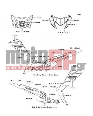 KAWASAKI - EDGE R 2012 - Body Parts - Decals(Red)(SCF) - 56069-1976 - PATTERN,TAIL COVER,CNT,LH