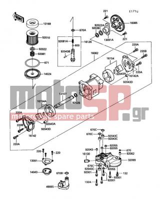 KAWASAKI - CANADA ONLY 1989 - Engine/Transmission - Oil Pump - 13169-1313 - PLATE,OIL FILTER