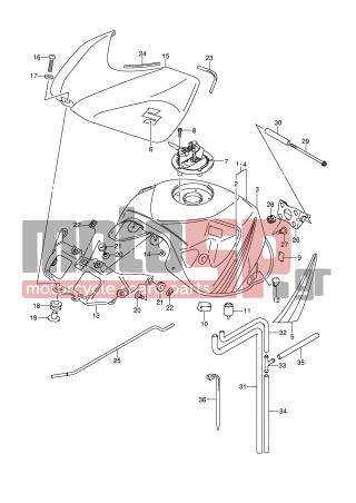 SUZUKI - GSX-R750 (E2) 2007 - Body Parts - FUEL TANK (MODEL K7) - 44291-01H00-019 - COVER, TANK FRONT (BLACK)