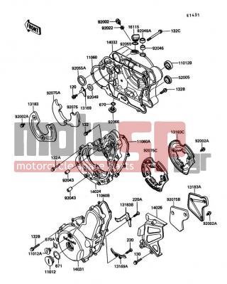 KAWASAKI - KLR650 1989 - Engine/Transmission - Engine Cover - 13169-1882 - PLATE,PULSING COIL LEAD