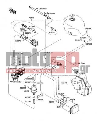 KAWASAKI - NINJA® ZX™-7 1989 - Body Parts - Fuel Evaporative System - 92037-1104 - CLAMP,HOSE