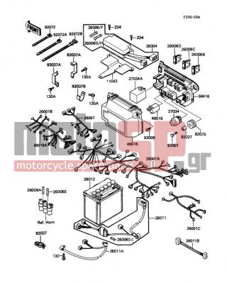 KAWASAKI - VOYAGER 1988 -  - Chassis Electrical Equipment - 26001-1576 - HARNESS,SUB,COWLING RH