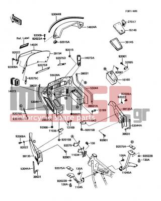 KAWASAKI - VOYAGER 1988 - Body Parts - Cowling - 11043-1055 - BRACKET-B,COWLING,RH