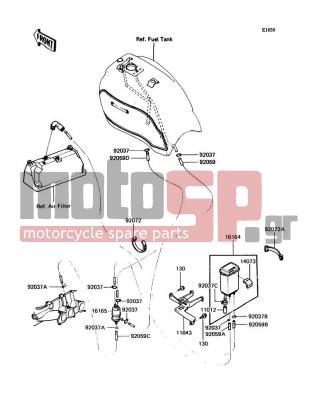 KAWASAKI - VOYAGER 1988 - Body Parts - Fuel Evaporative System - 92037-072 - CLAMP,TUBE