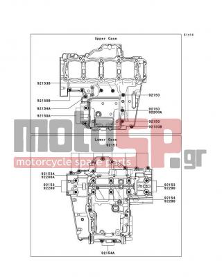 KAWASAKI - NINJA® 1000 ABS 2012 - Κινητήρας/Κιβώτιο Ταχυτήτων - Crankcase Bolt Pattern - 92153-1637 - BOLT,FLANGED,6X68