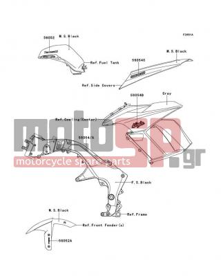 KAWASAKI - NINJA® 1000 ABS 2012 - Body Parts - Decals(Black)(HCF) - 56054-0880 - MARK,SIDE COWL.,NINJA