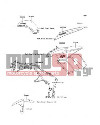 KAWASAKI - NINJA® 1000 ABS 2012 - Body Parts - Decals(Green)(HCF) - 56054-0787 - MARK,FRAME PAD,LH