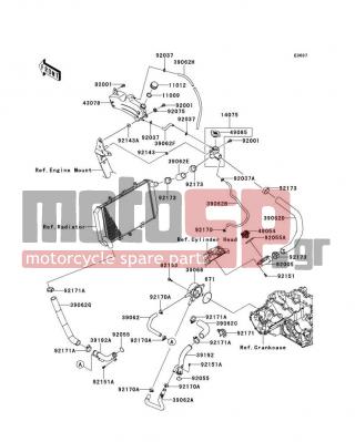 KAWASAKI - NINJA® 1000 ABS 2012 - Κινητήρας/Κιβώτιο Ταχυτήτων - Water Pipe - 92171-0179 - CLAMP