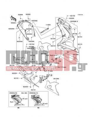 KAWASAKI - NINJA® 250R 2012 - Body Parts - Cowling Lowers(JCFA) - 55054-5313-35G - COWLING-ASSY,SIDE,RH,RED/BLACK