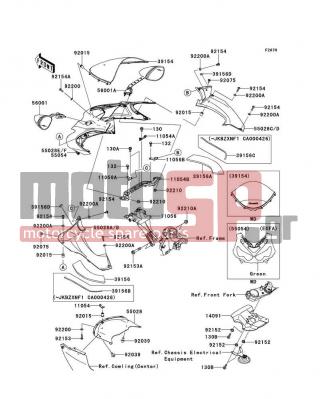 KAWASAKI - NINJA® ZX™-14R 2012 - Body Parts - Cowling(Upper)(ECF/ECFA)