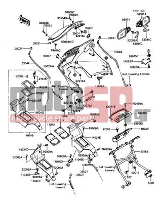KAWASAKI - CONCOURS 1986 - Body Parts - Cowling(A1) - 11012-1546 - CAP,INNER COWLING
