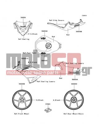 KAWASAKI - NINJA® ZX™-6R 2012 - Body Parts - Decals(Red)