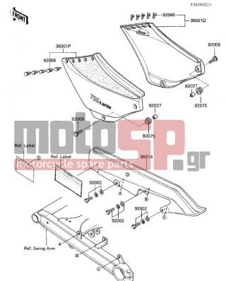 KAWASAKI - GPZ 750 TURBO 1985 - Εξωτερικά Μέρη - SIDE COVERS/CHAIN COVER - 92075-174 - RUBBER,FENDER COVER