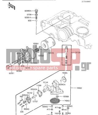 KAWASAKI - CANADA ONLY 1984 - Engine/Transmission - OIL PUMP/OIL FILTER - 16146-002 - COVER,OIL FILTER