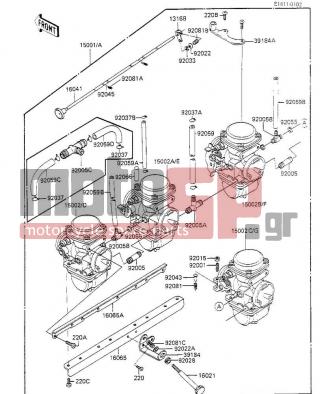 KAWASAKI - KZ700-A1 1984 - Κινητήρας/Κιβώτιο Ταχυτήτων - CARBURETOR ASSY - 92001-1447 - BOLT,ADJUSTING
