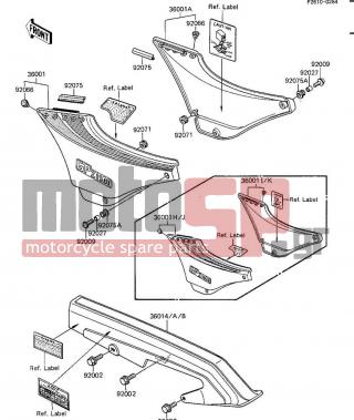 KAWASAKI - GPZ 1983 - Εξωτερικά Μέρη - SIDE COVERS/CHAIN COVER - 92075-1467 - DAMPER,SIDE COVER