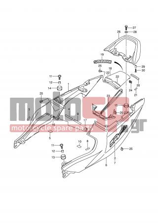 SUZUKI - SV650 (E2) 2003 - Body Parts - SEAT TAIL COVER (SV650K4/UK4) - 68161-17G00-APH - EMBLEM, SEAT TAIL COVER