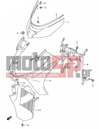 SUZUKI - AN400 (E2) Burgman 2006 - Body Parts - FRONT LEG SHIELD (MODEL K3/K4) - 48111-14G00-YD8 - SHIELD, LEG FRONT (SILVER)