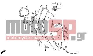 HONDA - C50 (GR) 1996 - Body Parts - FRONT COVER - 64302-GB4-000 - PLATE, FR. COVER SETTING