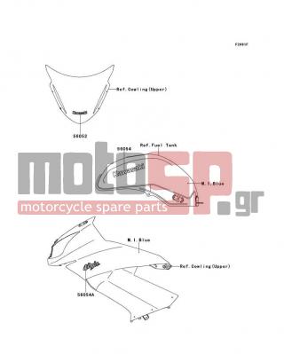 KAWASAKI - NINJA® 650R 2010 - Body Parts - Decals(M.I.Blue)(CAF)(CA,US)