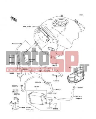 KAWASAKI - VERSYS® 2010 - Body Parts - Fuel Evaporative System(CA) - 92037-1512 - CLAMP,CANISTER