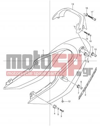 SUZUKI - GSF600S (E2) 2003 - Εξωτερικά Μέρη - SEAT TAIL COVER (GSF600SY/SUY) - 09320-14023-000 - CUSHION, RR-RR (14X12X9.5)