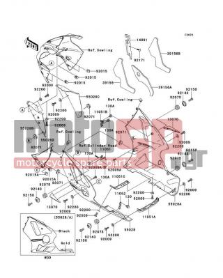 KAWASAKI - NINJA® ZX™-12R (EUROPEAN) 2006 - Body Parts - Cowling Lowers - 39156-1716 - PAD,LWR COWLING,LH,FR
