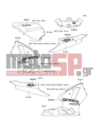 KAWASAKI - NINJA® ZX™-12R (EUROPEAN) 2006 - Body Parts - Decals(Black) - 56052-1617 - MARK,TAIL COVER,NINJA